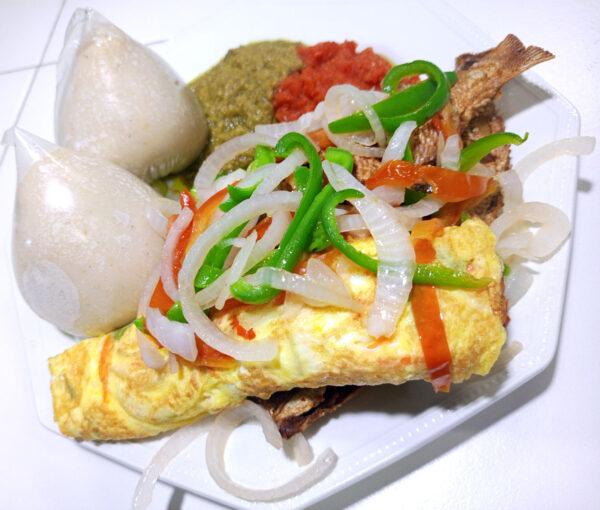 Banku with Fried Fish & Fried Egg