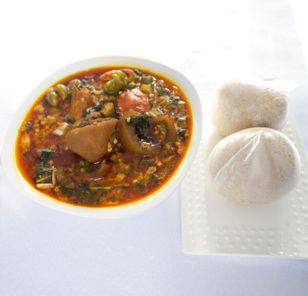 Banku with Okro Soup & Assorted Meat