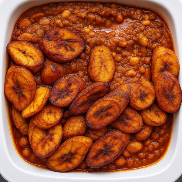 Beans Stew with Fried Ripe Plantain