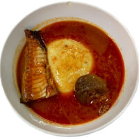 Fufu with Light Soup and Cow Meat & Tuna