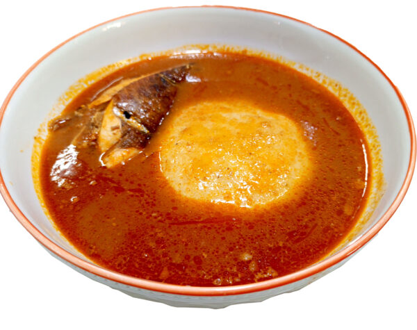 Fufu with Light Soup & Salmon