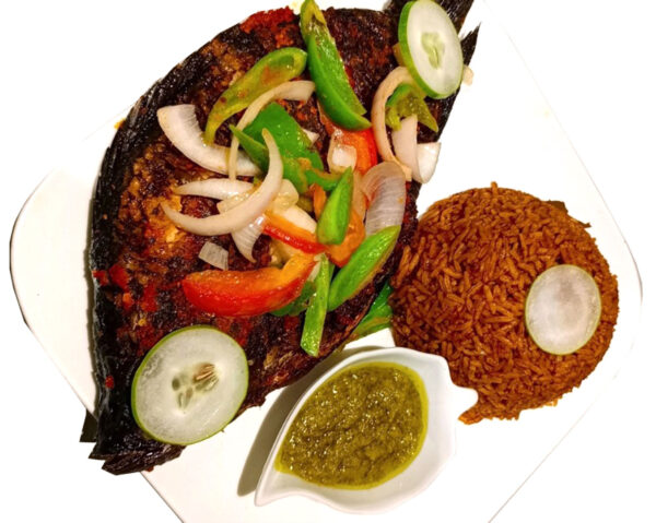 Jollof Rice with Grilled Tilapia