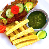 Yam Chips with Fried Red Fish