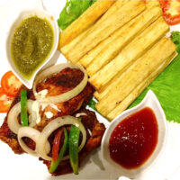 Yam Chips with Grilled Chicken