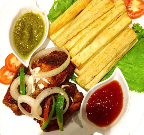Yam Chips with Grilled Chicken
